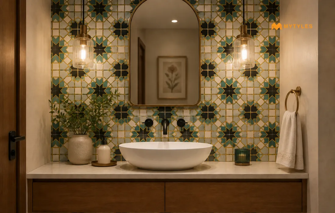 Moroccan tile in bathroom